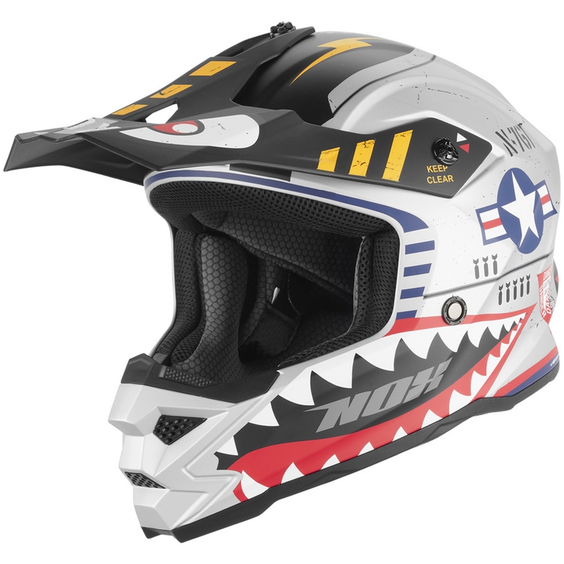 NOX N761 Fly Fighter Kindercrosshelm Zilver-Multicolor