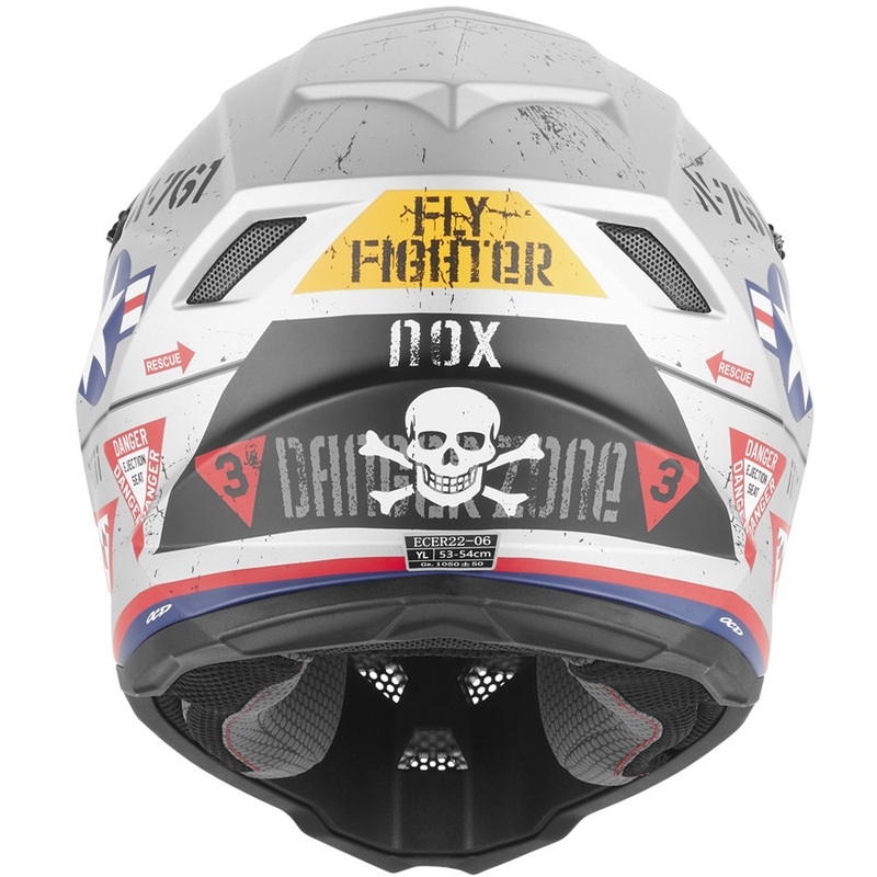 NOX N761 Fly Fighter Kindercrosshelm Zilver-Multicolor