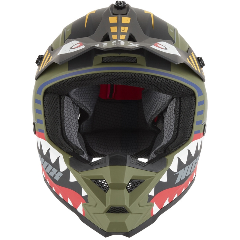 NOX N761 Fly Fighter Kindercrosshelm Khaki-Multicolor