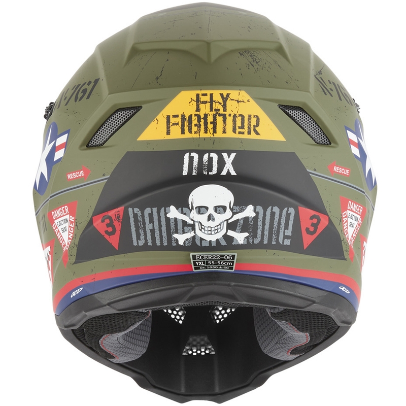 NOX N761 Fly Fighter Kindercrosshelm Khaki-Multicolor