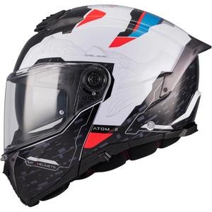 Flip-up motorhelm MT Atom 2 SV Highlands A7 zwart-wit-blauw-rood