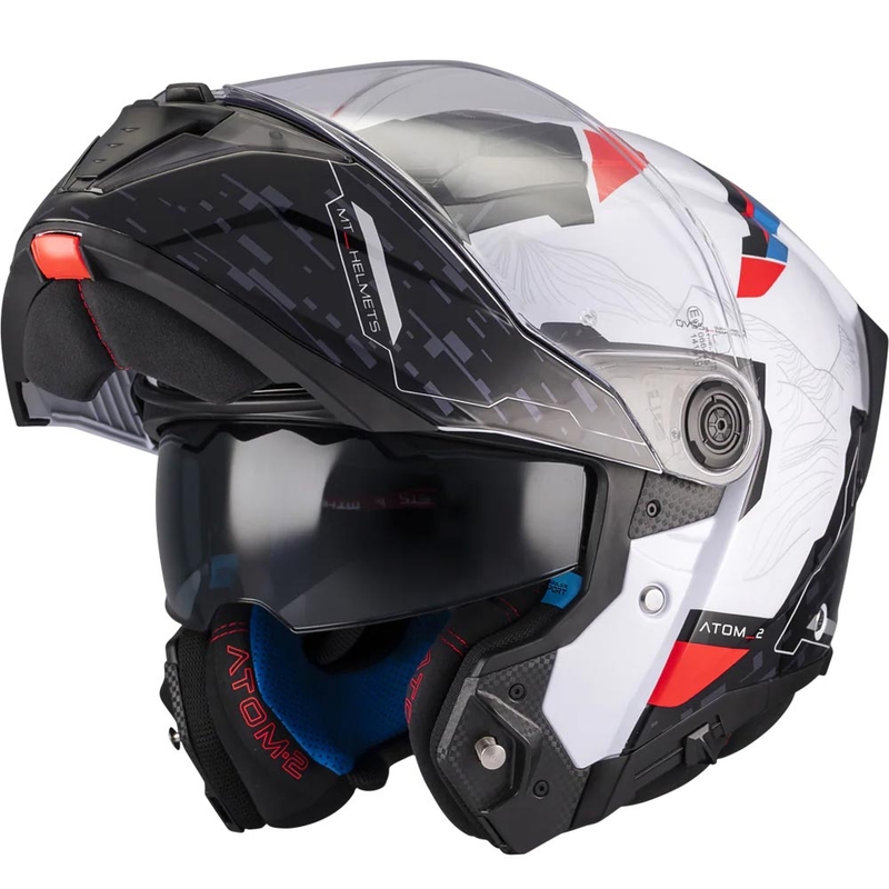 Flip-up motorhelm MT Atom 2 SV Highlands A7 zwart-wit-blauw-rood
