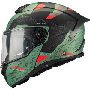 Opklapbare motorhelm MT Atom 2 SV Highlands C6 matgroen-zwart-rood