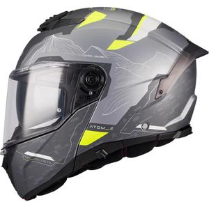 Opklapbare motorhelm MT Atom 2 SV Highlands E2 mat zwart-grijs-fluogeel