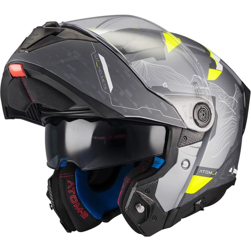Opklapbare motorhelm MT Atom 2 SV Highlands E2 mat zwart-grijs-fluogeel