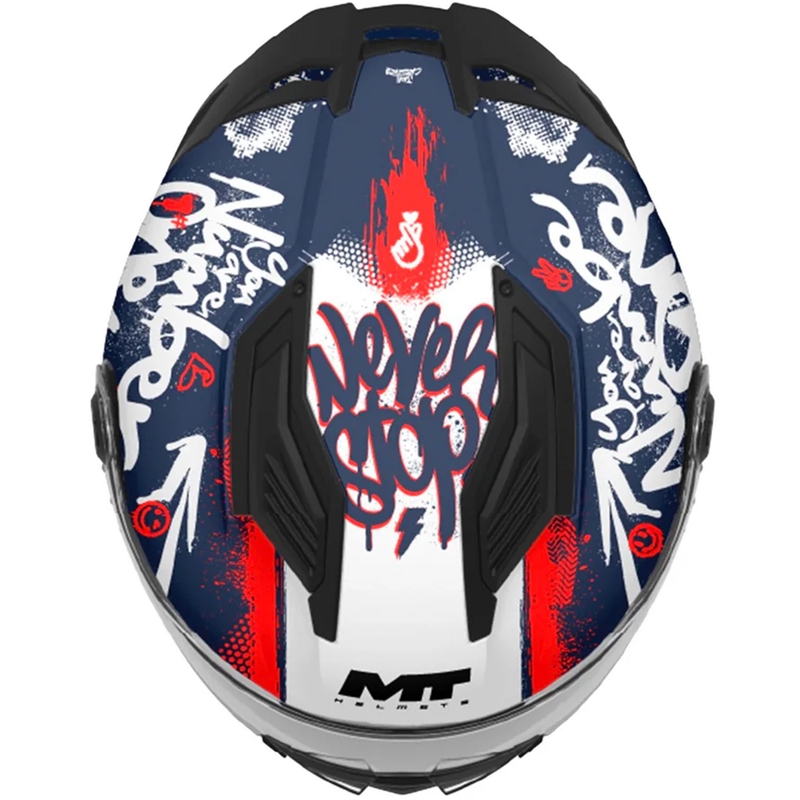 Kinder integraal motorhelm MT Stinger 2 Rocket C17 blauw-rood-wit