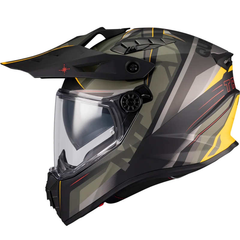 Enduro motorhelm MT Track SV Questor B6 mat zwart-groen-bruin-fluo geel