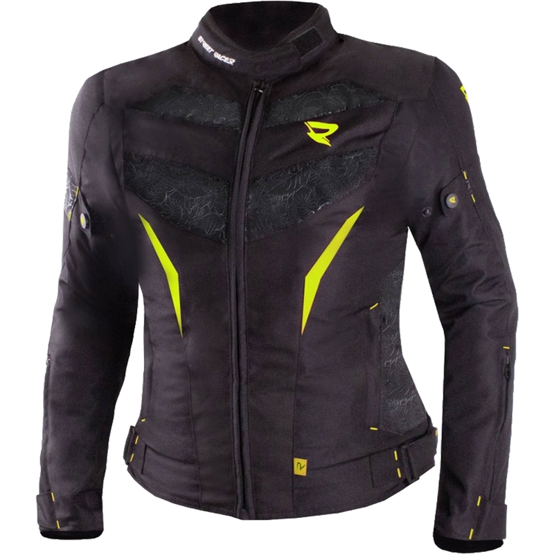 Dames Motorjas Street Racer Rose Zwart-Fluo Geel