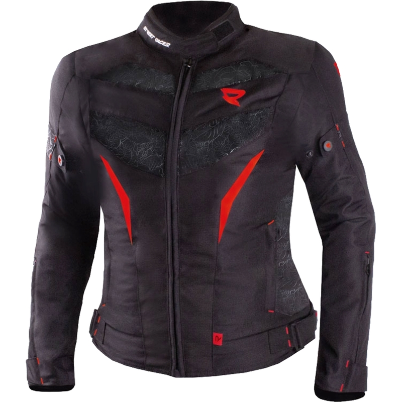 Motorjack voor dames Street Racer Rose Air zwart met rood