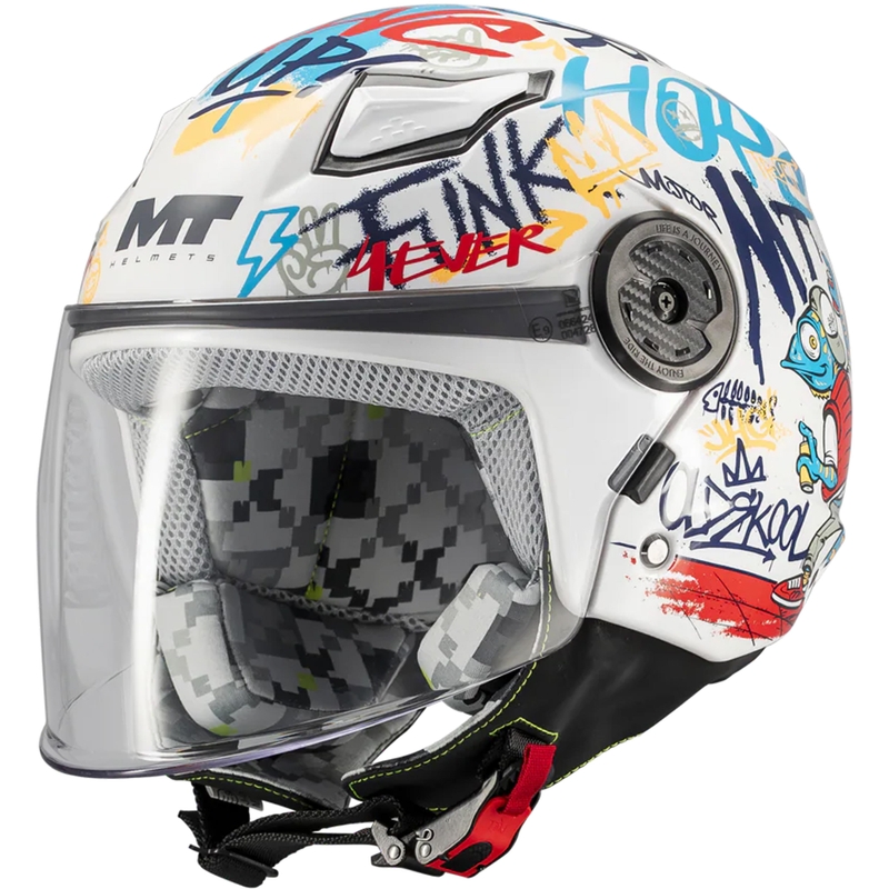 Kinder open motorhelm MT Lite Crew A5 wit-blauw-rood