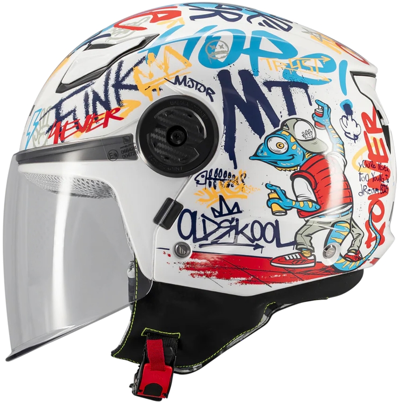 Kinder open motorhelm MT Lite Crew A5 wit-blauw-rood