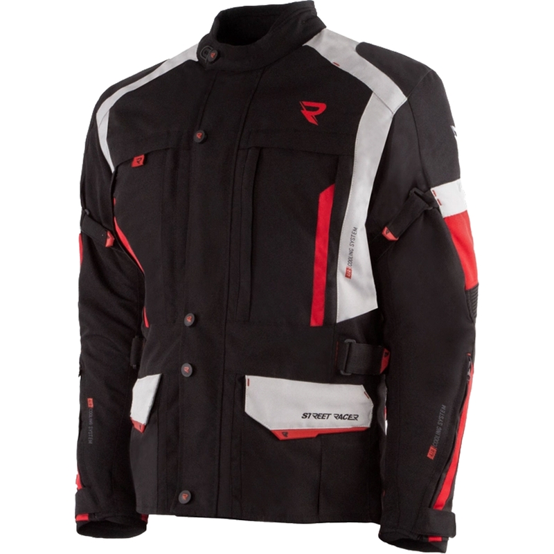 Street Racer Hilax zwart-grijs-rode motorjas