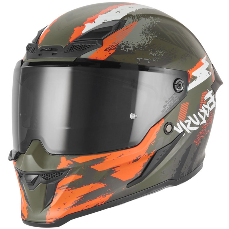 NOX Exklusiv Goliath Cut'D integraal motorhelm mat khaki-oranje