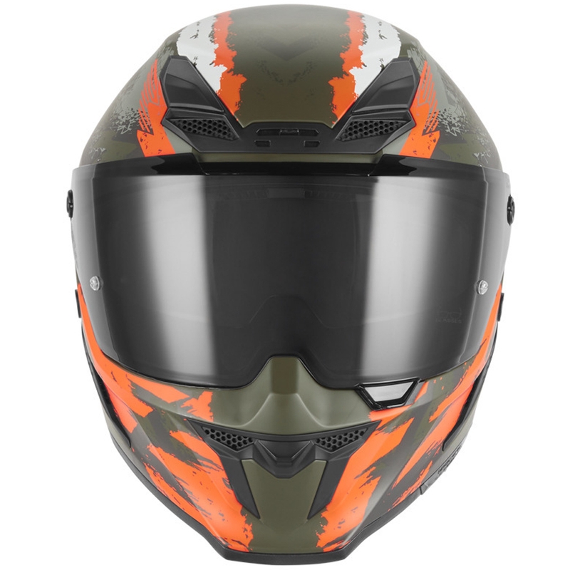 NOX Exklusiv Goliath Cut'D integraal motorhelm mat khaki-oranje