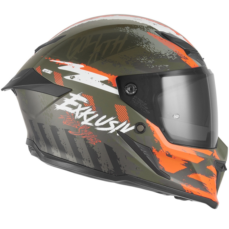 NOX Exklusiv Goliath Cut'D integraal motorhelm mat khaki-oranje