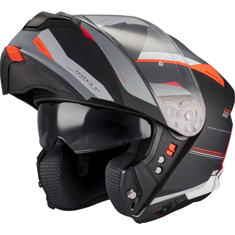 Flip-up motorhelm MT Genesis SV Raccoon B5 zwart-rood