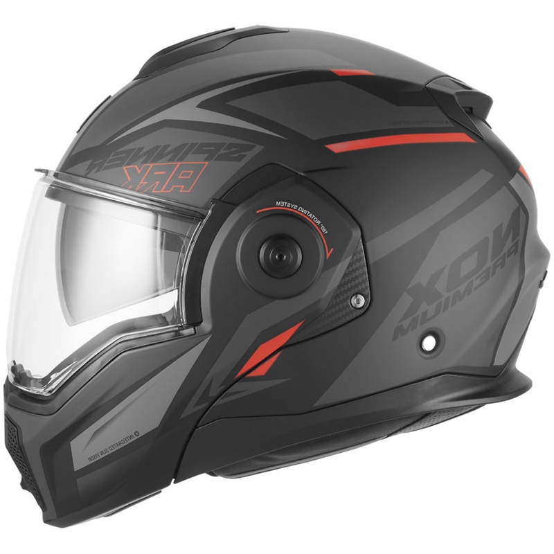 Opklapbare motorhelm NOX PREMIUM Spinner Ark matzwart-rood