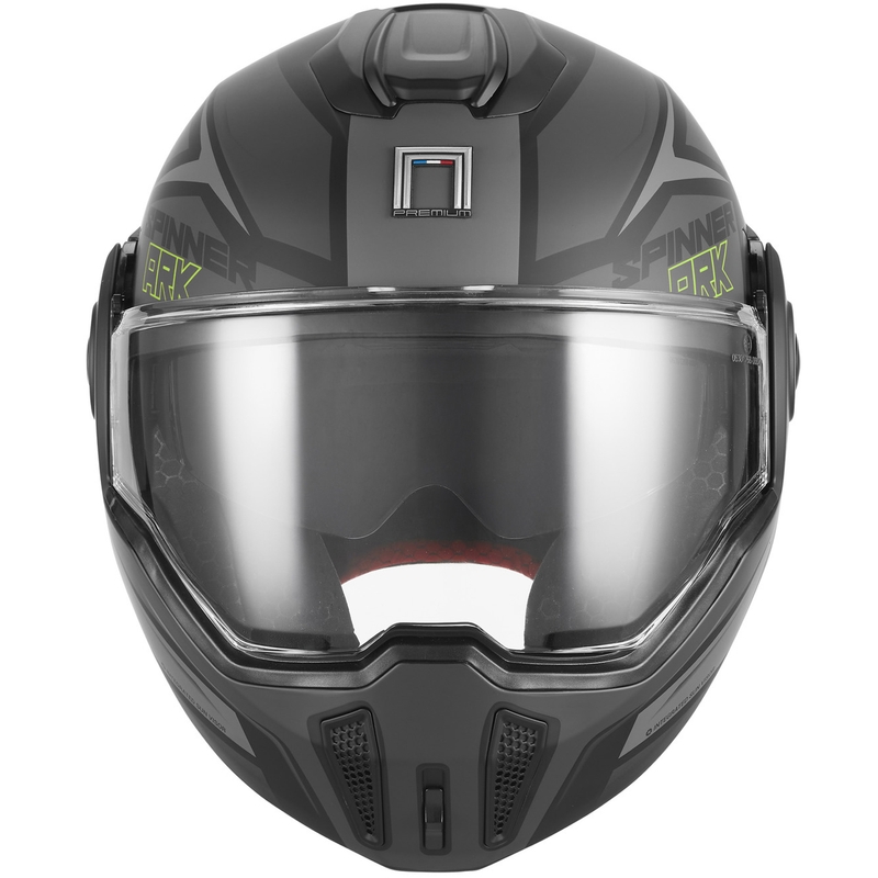 NOX PREMIUM Spinner Ark flip-up motorhelm matzwart-fluorgeel