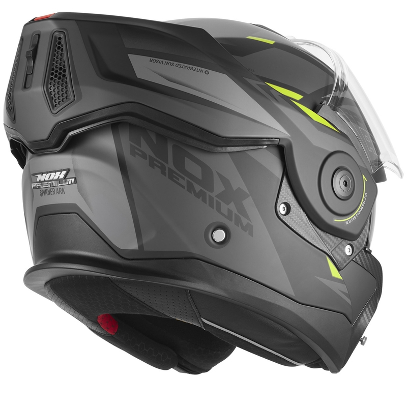 NOX PREMIUM Spinner Ark flip-up motorhelm matzwart-fluorgeel
