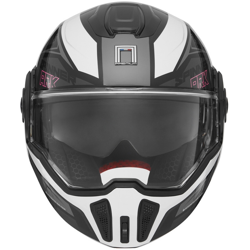 Opklapbare motorhelm NOX PREMIUM Spinner zwart-wit-roze