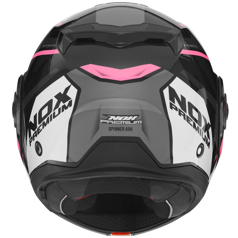 Opklapbare motorhelm NOX PREMIUM Spinner zwart-wit-roze