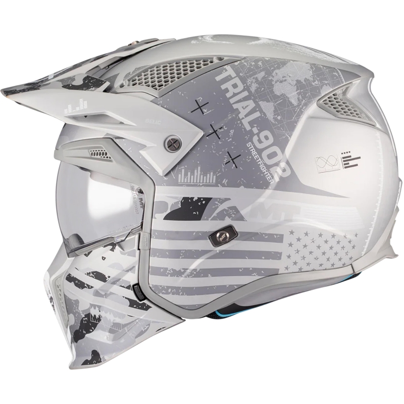 Modulaire motorhelm MT Streetfighter SV S Belic A2 mat wit-grijs