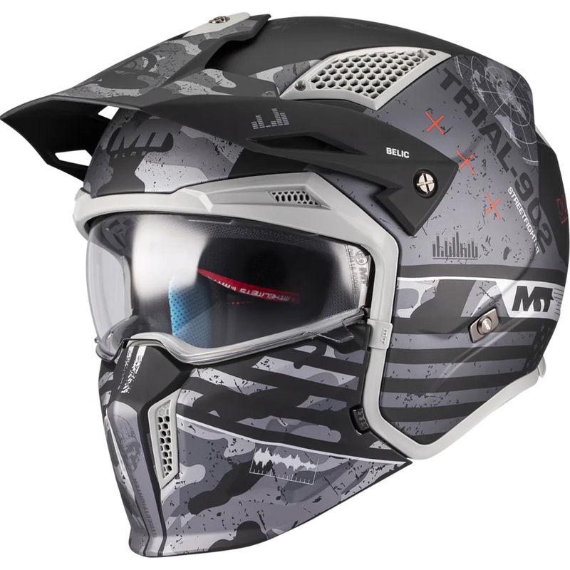 Modulaire motorhelm MT Streetfighter SV S Belic B2 mat zwart-grijs