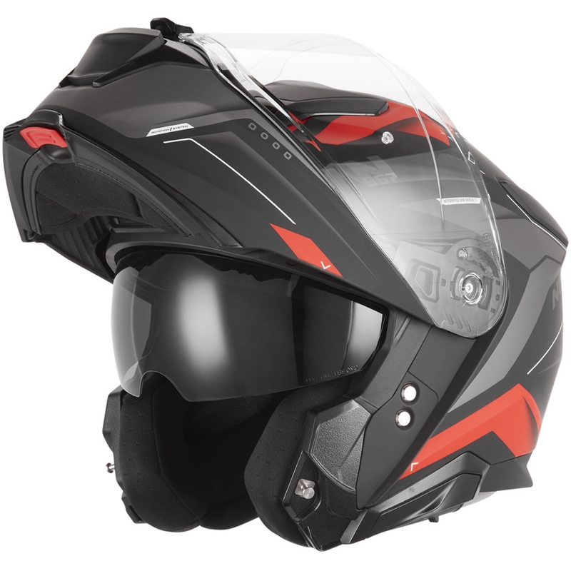 Opklapbare motorhelm NOX N967 Conquer mat zwart-rood