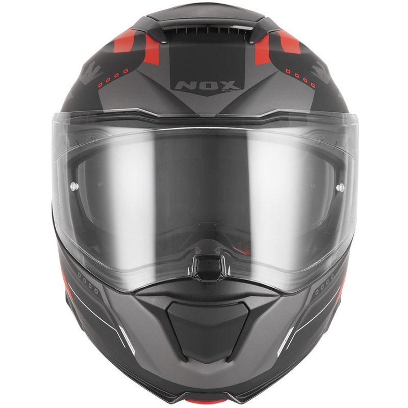 Opklapbare motorhelm NOX N967 Conquer mat zwart-rood