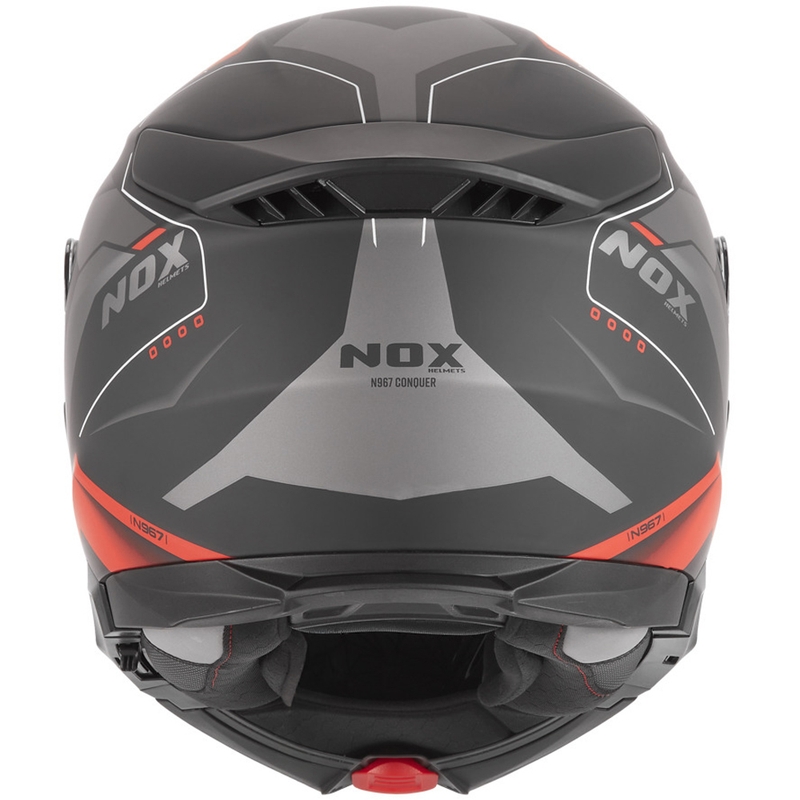Opklapbare motorhelm NOX N967 Conquer mat zwart-rood