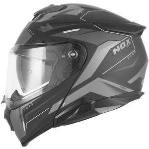 Opklapbare motorhelm NOX N967 Conquer mat zwart-zilver
