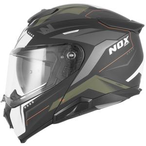 Opklapbare motorhelm NOX N967 Conquer mat zwart-khaki-oranje