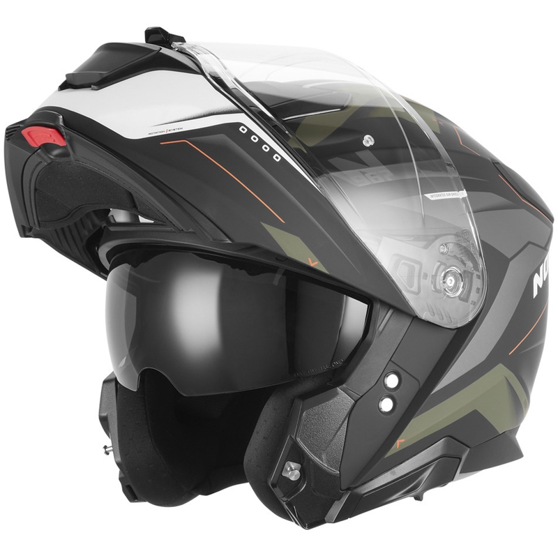 Opklapbare motorhelm NOX N967 Conquer mat zwart-khaki-oranje
