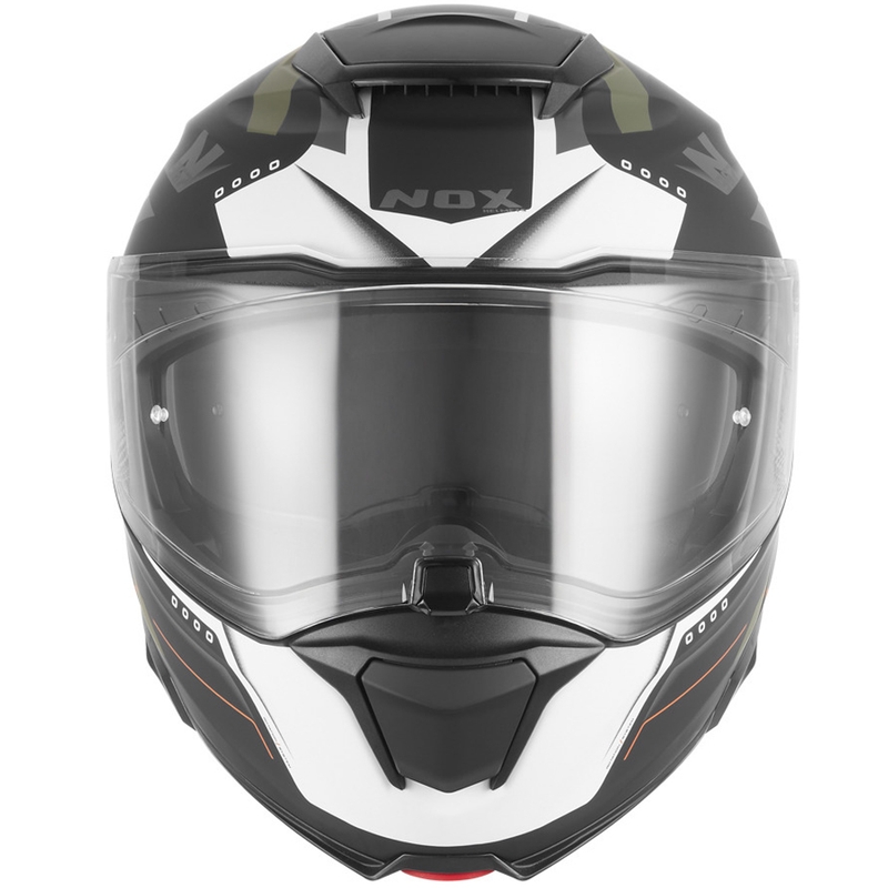 Opklapbare motorhelm NOX N967 Conquer mat zwart-khaki-oranje