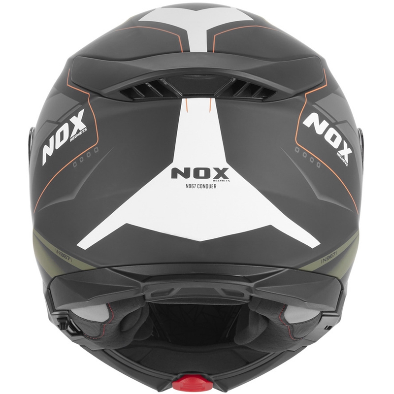 Opklapbare motorhelm NOX N967 Conquer mat zwart-khaki-oranje