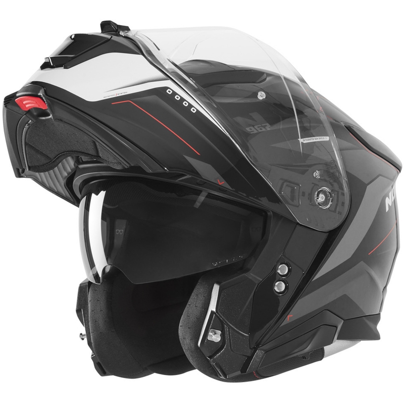Opklapbare motorhelm NOX N967 Conquer mat zwart-wit-rood
