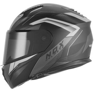 Opklapbare motorhelm NOX N968 Shift mat zwart-zilver