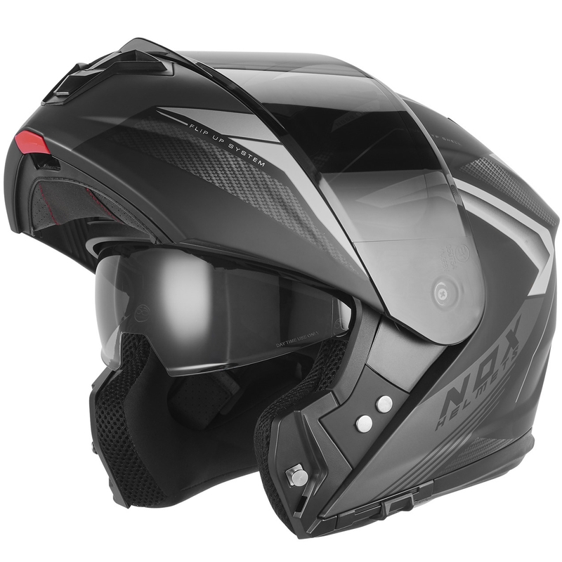 Opklapbare motorhelm NOX N968 Shift mat zwart-zilver