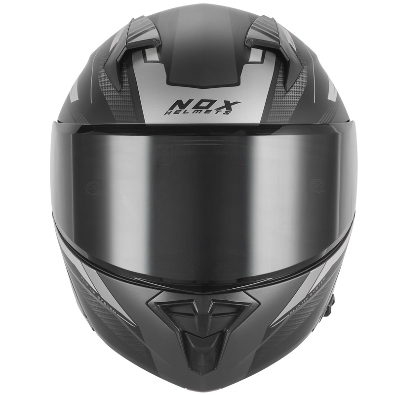 Opklapbare motorhelm NOX N968 Shift mat zwart-zilver