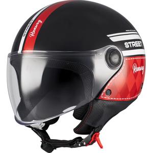 Open motorhelm MT Street S Runway B5 zwart-rood