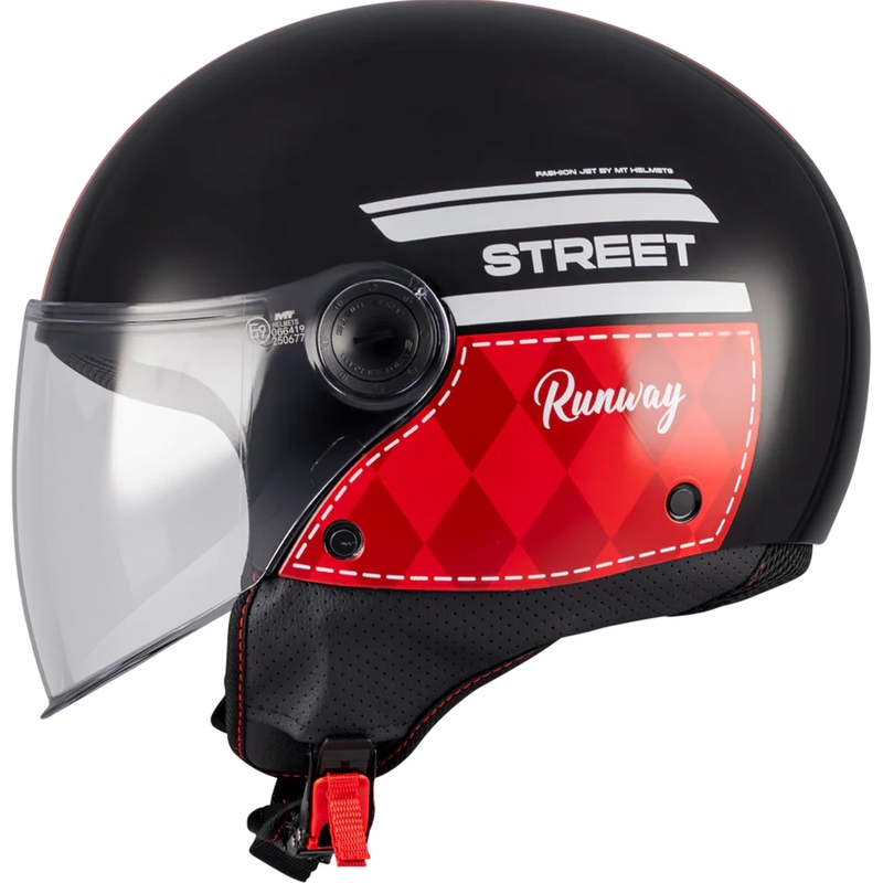 Open motorhelm MT Street S Runway B5 zwart-rood