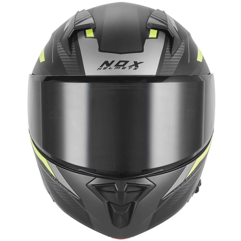 Opklapbare motorhelm NOX N968 Shift mat zwart-fluogeel