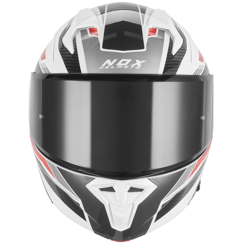 Opklapbare motorhelm NOX N968 Shift wit-rood