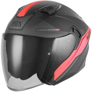 Open motorhelm NOX N130 EKTO mat zwart-rood