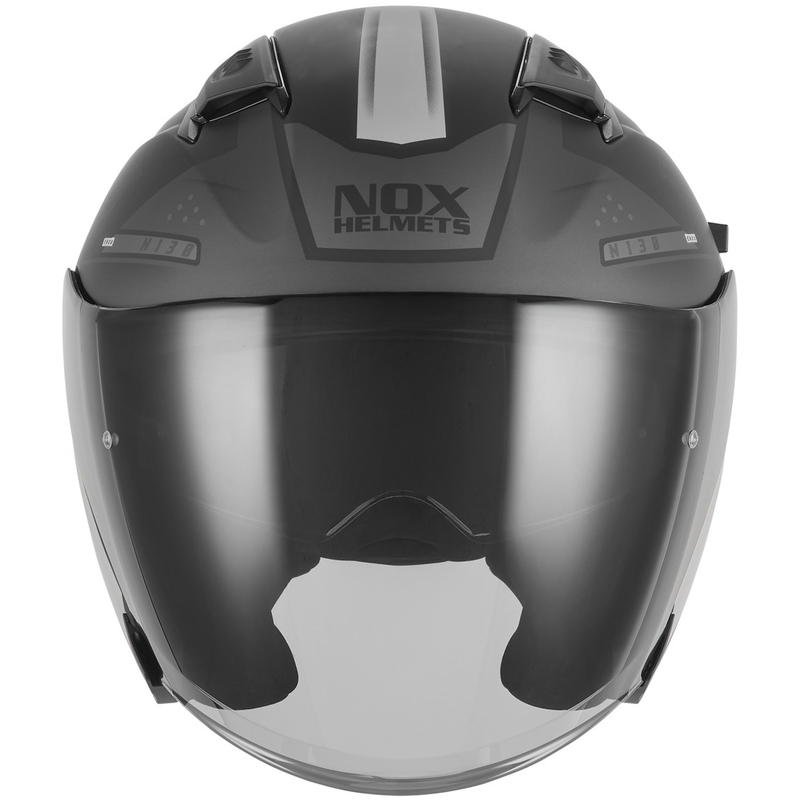 Open motorhelm NOX N130 EKTO mat zwart-zilver