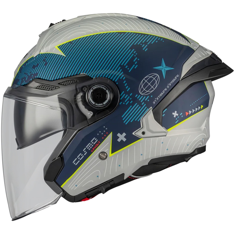 Open motorhelm MT Cosmo SV Layout C7 mat blauw-wit