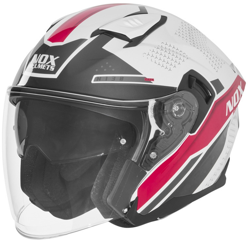 Open motorhelm NOX N130 EKTO wit-roze