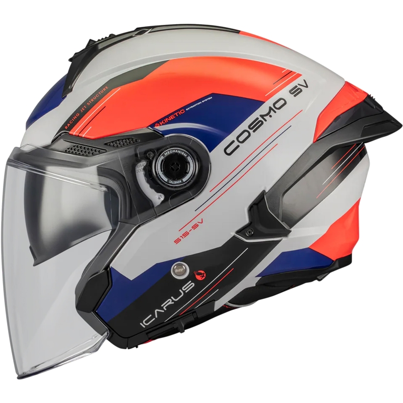 Open motorhelm MT Cosmo SV Icarus A5 blauw-wit-rood