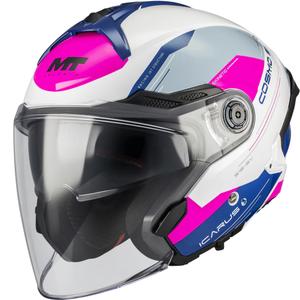 Open motorhelm MT Cosmo SV Icarus A8 wit-blauw-roze