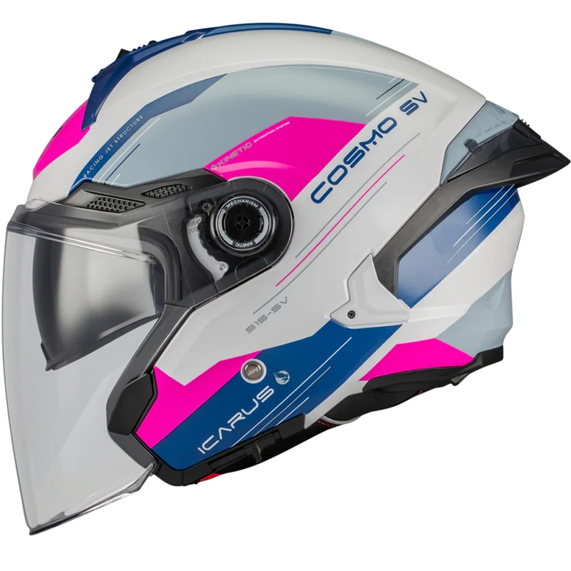 Open motorhelm MT Cosmo SV Icarus A8 wit-blauw-roze